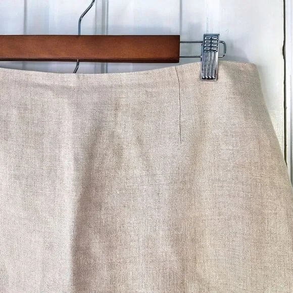 Rafaella 100% Linen Tan Knee Length Skirt Sz 16 - Picture 2 of 11